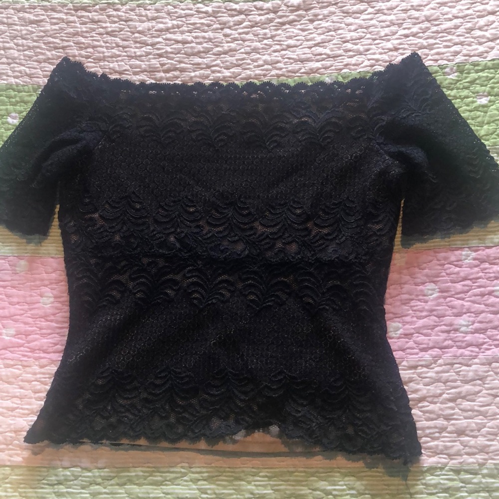 black lace crop shirt, size 0